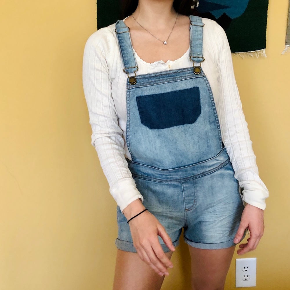 Forever 21 Denim Overalls Shorts Jeans One Piece